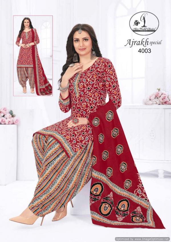 Miss World Ajrakh Vol 4 Printed Cotton Dress Material Collection